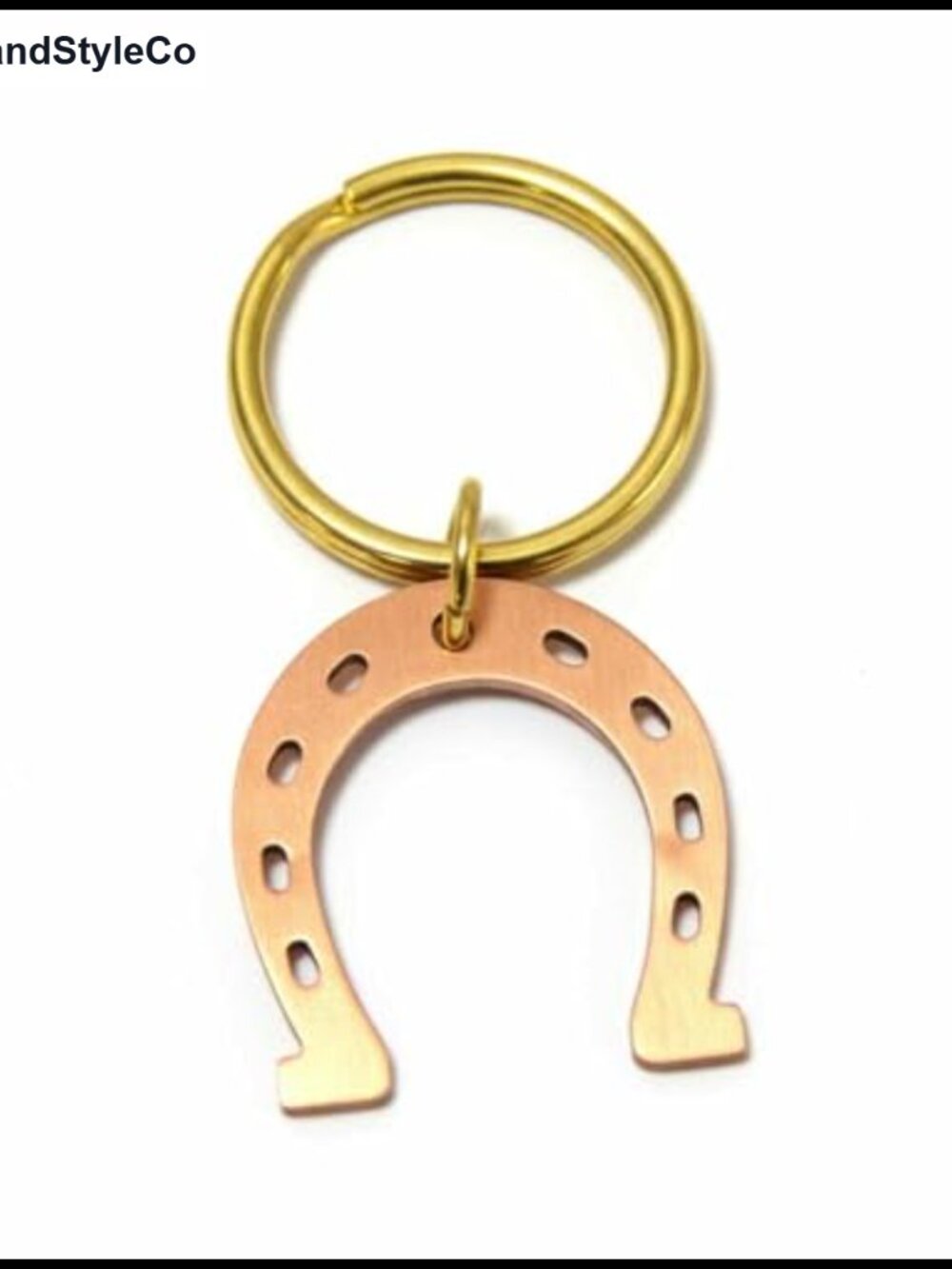 Copper Horseshoe Keychain with Brass Ring Lucky Charm Western Key Holder